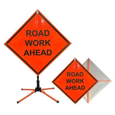 48 インチ ロールアップ交通標識 道路工事が先